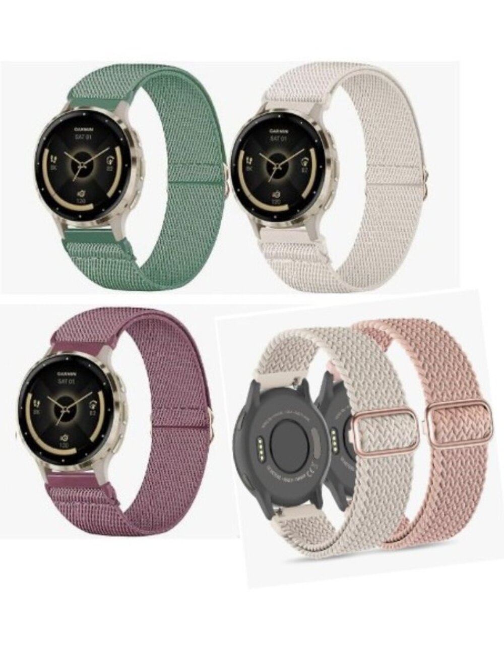 Five - 18MM Stretchy Watch/Fitness Bands (device compatibility in description)